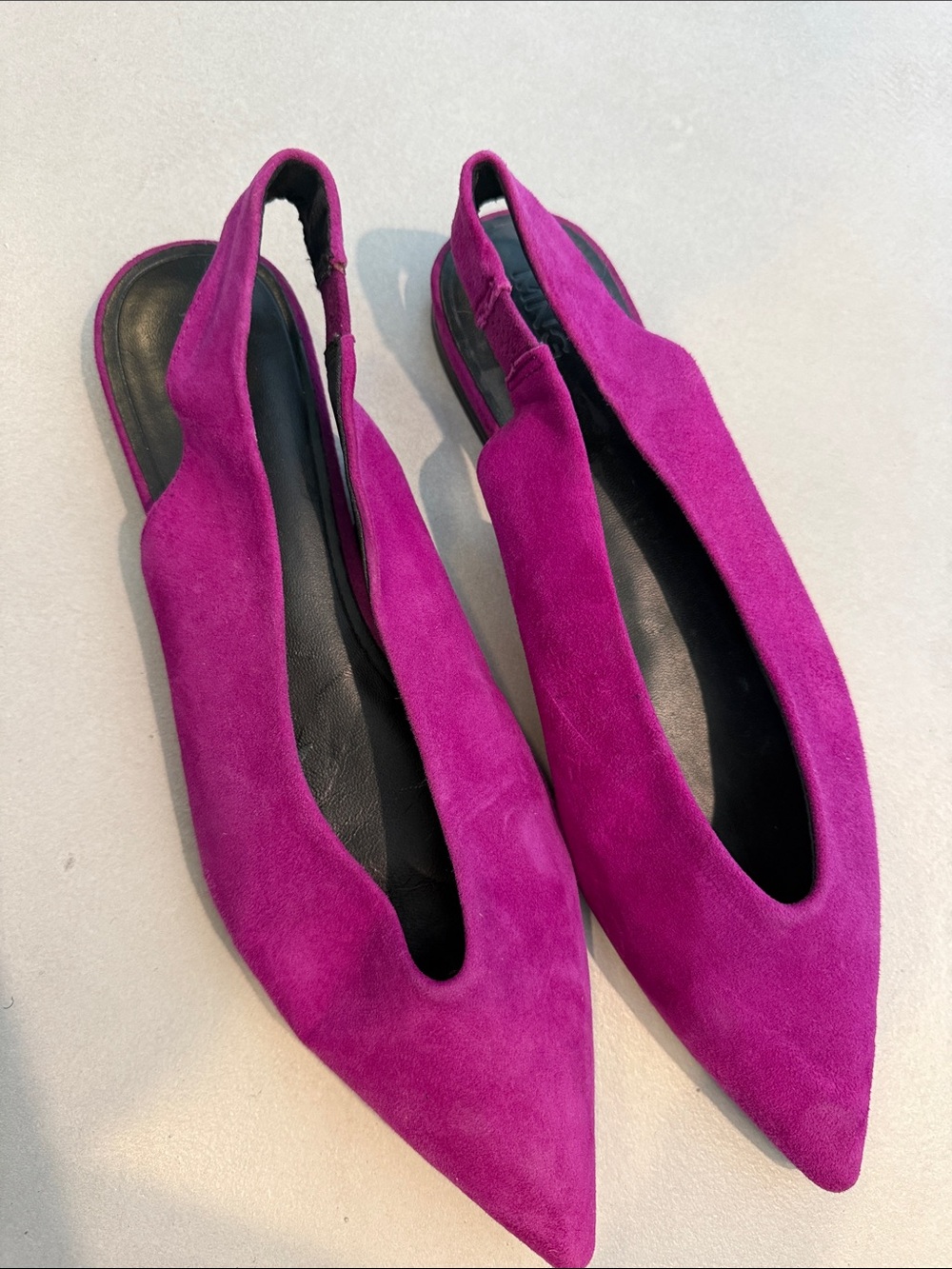 Mango Fuchsia Pointed Slingback Flats
